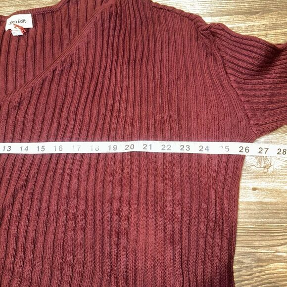 OPEN EDIT Asymmetric V-neck Tunic Sweater In Burgundy. Size XL. NWOT. 12 - Picture 9 of 11